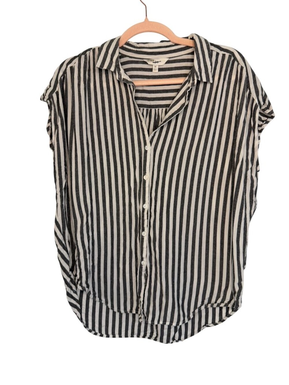 Ripe Maternity Striped Button Down Shirt-M Gray/ White - MSRP $96